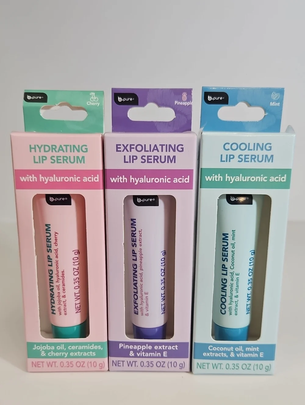 b•pure HYDRTAING, EXFOLIATING & COOLING LIP SERUMS 3-PIECES